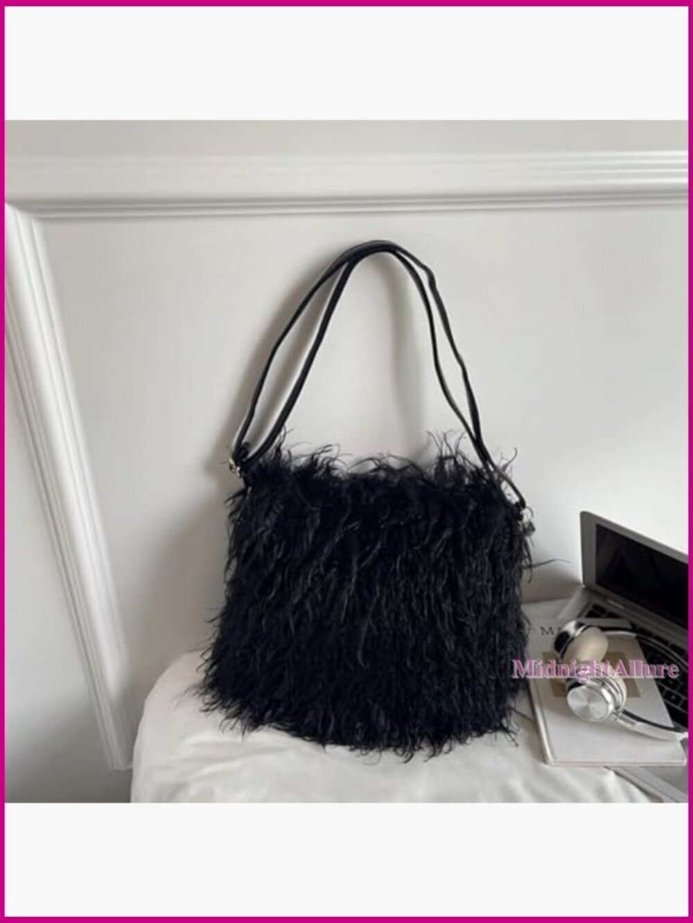 Faux Fur Shoulder Bag Crossbody Tote Handbag Winter Purse - Picture 4 of 6